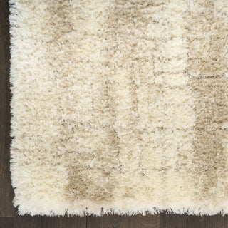 Nourison Luxurious Shag LXR01 Ivory Beige Area Rug Detail Image