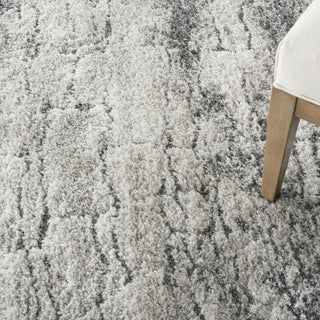 Nourison Luxurious Shag LXR01 Ivory/Charcoal Area Rug Corner Image
