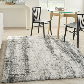 Nourison Luxurious Shag LXR01 Ivory/Charcoal Area Rug Corner Image