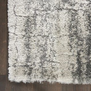 Nourison Luxurious Shag LXR01 Ivory/Charcoal Area Rug Detail Image