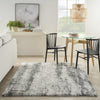 Nourison Luxurious Shag LXR01 Ivory/Charcoal Area Rug Room Image Feature