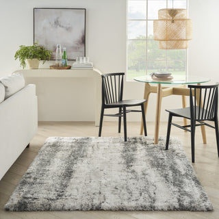 Nourison Luxurious Shag LXR01 Ivory/Charcoal Area Rug Room Image Feature