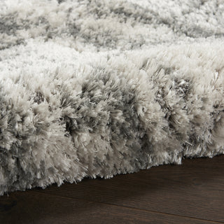 Nourison Luxurious Shag LXR01 Ivory/Charcoal Area Rug Corner Image