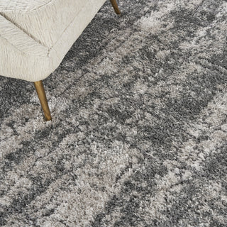 Nourison Luxurious Shag LXR01 Ivory/Charcoal Area Rug Corner Image