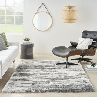 Nourison Luxurious Shag LXR02 Charcoal/Ivory Area Rug Room Image Feature