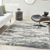 Nourison Luxurious Shag LXR02 Charcoal/Ivory Area Rug Corner Image