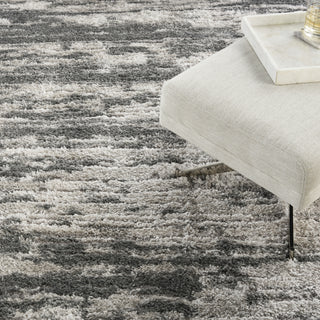 Nourison Luxurious Shag LXR02 Charcoal/Ivory Area Rug Corner Image
