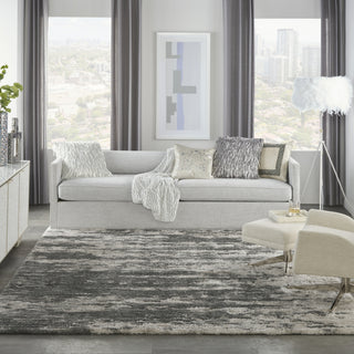 Nourison Luxurious Shag LXR02 Charcoal/Ivory Area Rug Room Image Feature