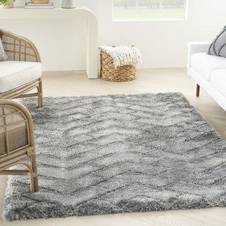 Nourison Luxurious Shag LXR03 Grey Area Rug Corner Image