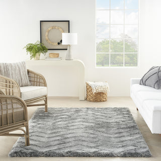 Nourison Luxurious Shag LXR03 Grey Area Rug Room Image Feature