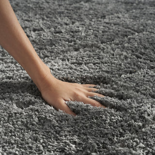 Nourison Luxurious Shag LXR03 Grey Area Rug Room Image Feature