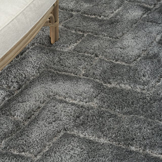 Nourison Luxurious Shag LXR03 Grey Area Rug Corner Image
