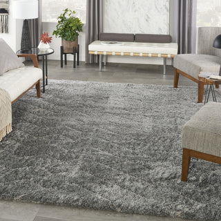 Nourison Luxurious Shag LXR03 Grey Area Rug Corner Image