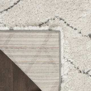 Nourison Luxurious Shag LXR03 Ivory/Grey Area Rug Corner Image