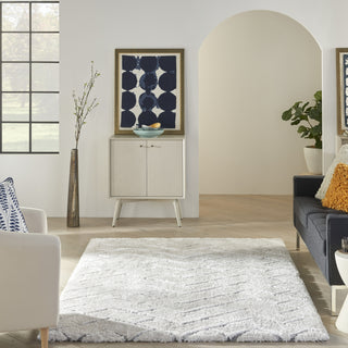 Nourison Luxurious Shag LXR03 Ivory/Grey Area Rug Room Image Feature