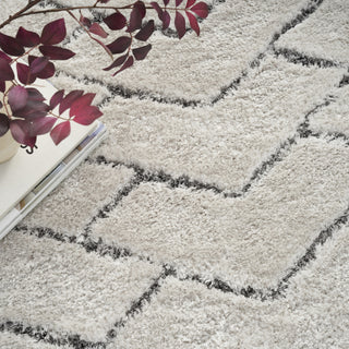 Nourison Luxurious Shag LXR03 Ivory/Grey Area Rug Corner Image