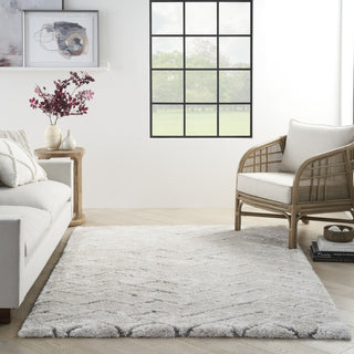 Nourison Luxurious Shag LXR03 Ivory/Grey Area Rug Room Image Feature