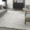 Nourison Luxurious Shag LXR03 Ivory/Grey Area Rug Corner Image