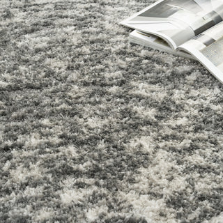 Nourison Luxurious Shag LXR04 Charcoal Grey Area Rug Corner Image