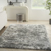Nourison Luxurious Shag LXR04 Charcoal Grey Area Rug Corner Image