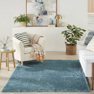 Nourison Luxurious Shag LXR05 Aqua Area Rug Room Scene 2