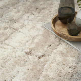 Nourison Luxurious Shag LXR09 Ivory Beige Area Rug Close Up