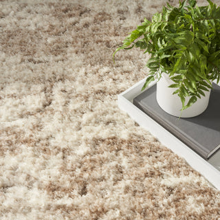 Nourison Luxurious Shag LXR10 Ivory Dark Beige Area Rug Close Up