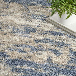 Nourison Luxurious Shag LXR10 Light Blue Grey Area Rug Corner Image