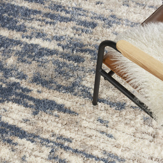 Nourison Luxurious Shag LXR10 Light Blue Grey Area Rug Corner Image