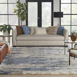 Nourison Luxurious Shag LXR10 Light Blue Grey Area Rug Room Image Feature