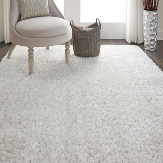 Nourison Luxe Shag LXS01 Light Grey Area Rug Corner Image