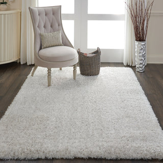 Nourison Luxe Shag LXS01 Light Grey Area Rug Corner Image