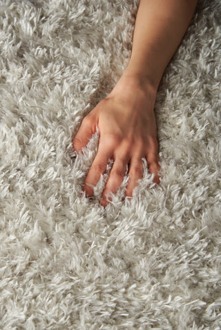 Nourison Luxe Shag LXS01 Light Grey Area Rug Room Image Feature