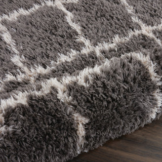 Nourison Luxe Shag LXS02 Charcoal Beige Area Rug Corner Image