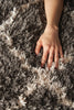 Nourison Luxe Shag LXS02 Charcoal Beige Area Rug Room Image Feature