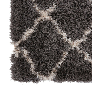 Nourison Luxe Shag LXS02 Charcoal Beige Area Rug Texture Image