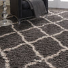 Nourison Luxe Shag LXS02 Charcoal Beige Area Rug Corner Image