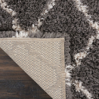 Nourison Luxe Shag LXS02 Charcoal Beige Area Rug Corner Image
