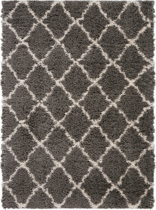 Nourison Luxe Shag LXS02 Charcoal Beige Area Rug Main Image