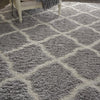 Nourison Luxe Shag LXS02 Grey Ivory Area Rug Corner Image
