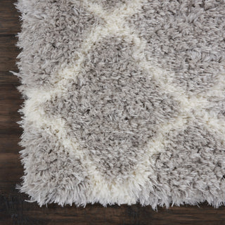 Nourison Luxe Shag LXS02 Grey Ivory Area Rug Detail Image