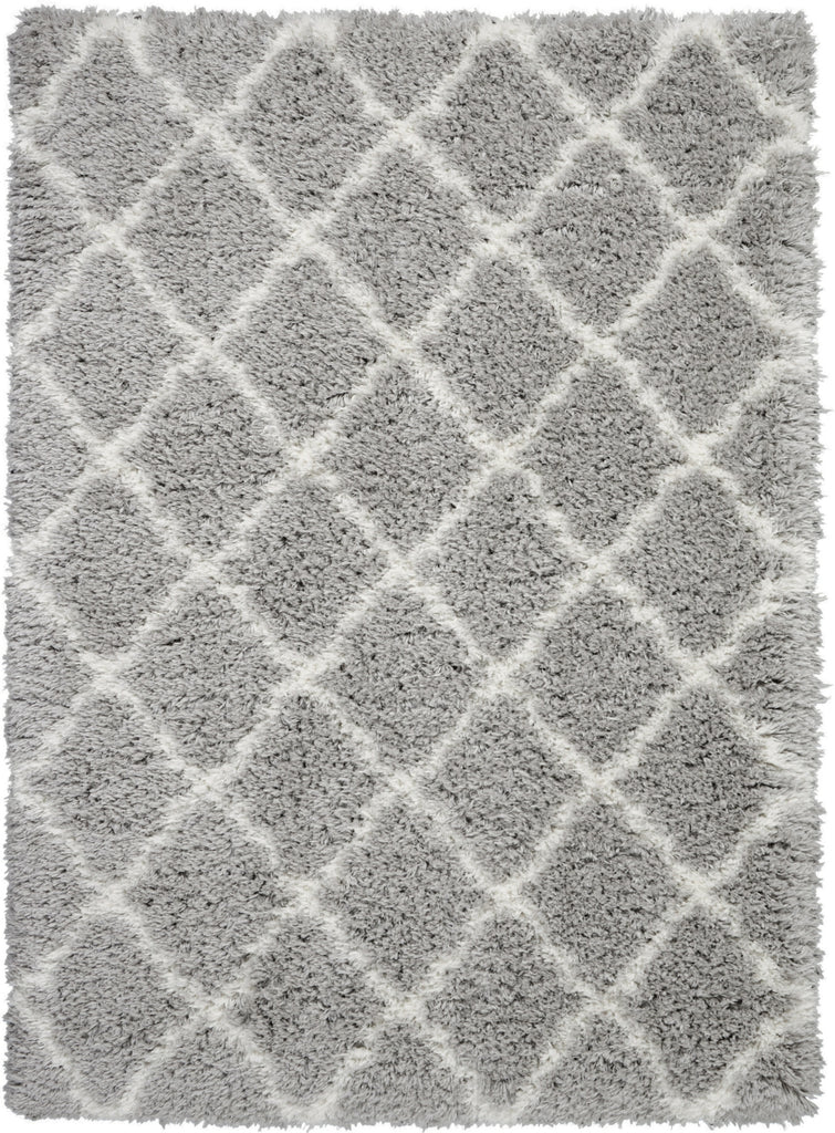 Nourison Luxe Shag LXS02 Grey Ivory Area Rug main image
