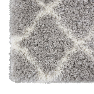 Nourison Luxe Shag LXS02 Grey Ivory Area Rug Texture Image