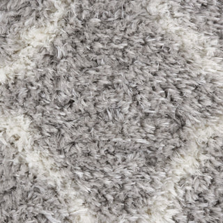 Nourison Luxe Shag LXS02 Grey Ivory Area Rug Swatch Image