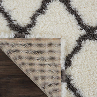 Nourison Luxe Shag LXS02 Ivory/Charcoal Area Rug Corner Image