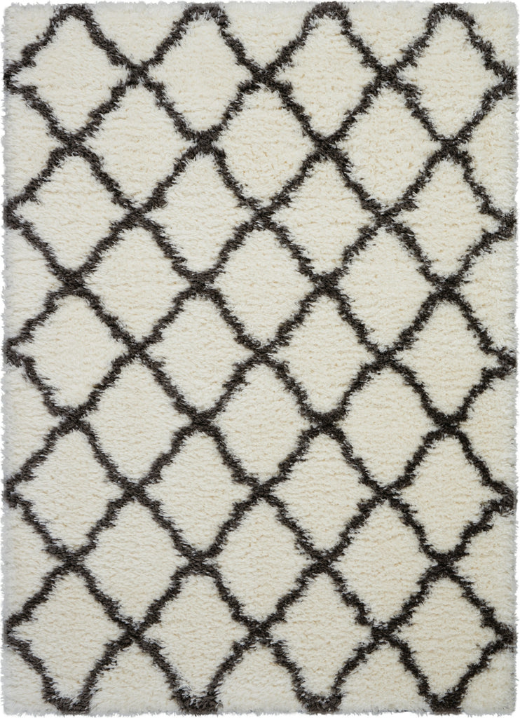Nourison Luxe Shag LXS02 Ivory/Charcoal Area Rug main image