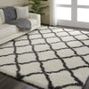 Nourison Luxe Shag LXS02 Ivory/Charcoal Area Rug Room Image Feature