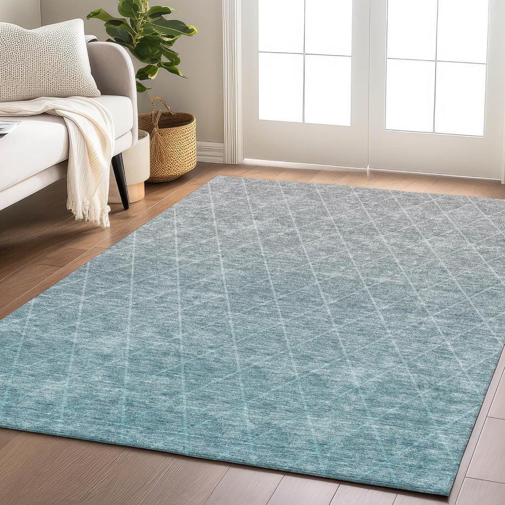 Dalyn Lazio LZ2 Teal Machine Washable Area Rug Lifestyle Image Feature