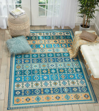 Nourison Madera MAD08 Light Blue Area Rug Corner Image