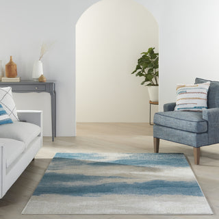 Nourison Maxell MAE06 Ivory/Teal Area Rug by Home Room Image Feature